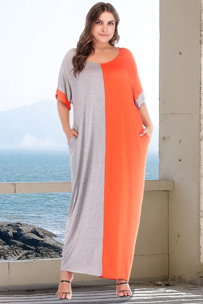 Hobart kapillærer have Plus Size Color Block Tee Dress with Pockets – Melek Shop